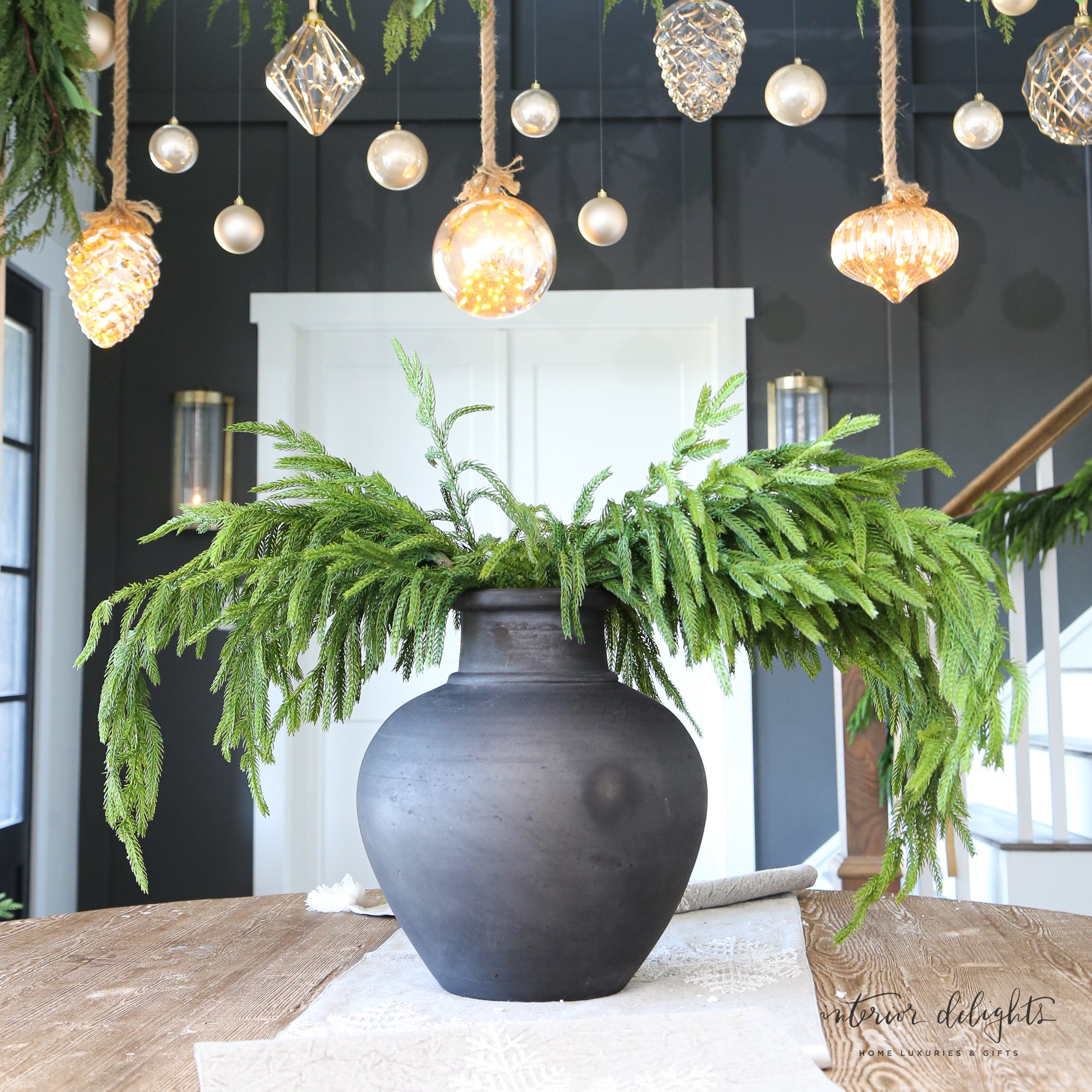 13.5 in Black Vase with Narrow Opening