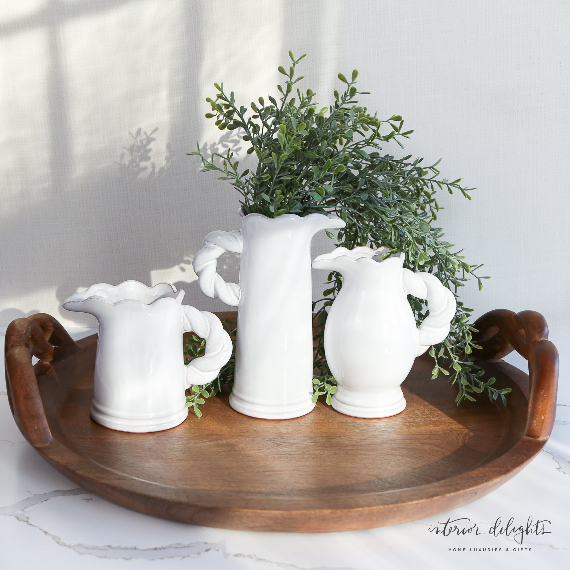 4” 5” or 7” Mini Twisted Handle Pitcher Vase- Choose from 3 Sizes